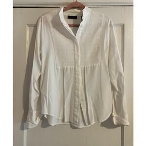 Karen Scott White Pintuck Button Front Blouse | Size M | EUC